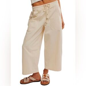 Free People Easy Peasy Wide Drawstring Elastic Waist Wide Leg Pants NWT Sz M